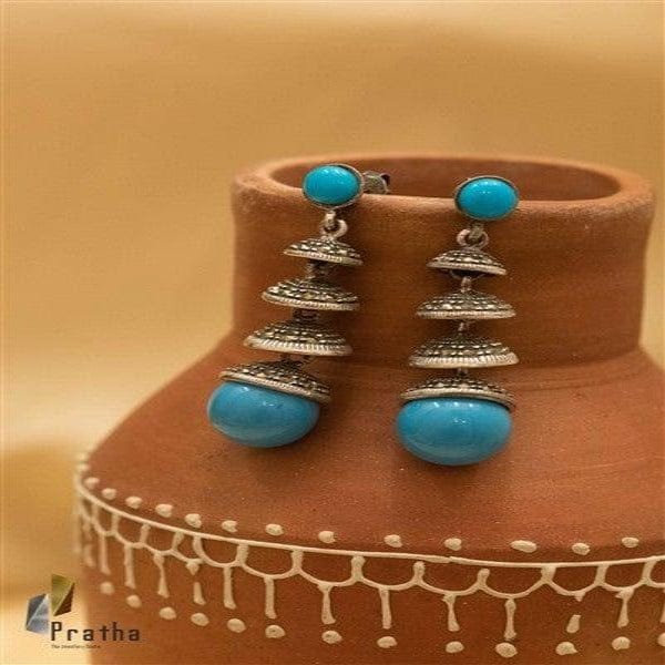 Turquoise & Marcasite Earrings-0