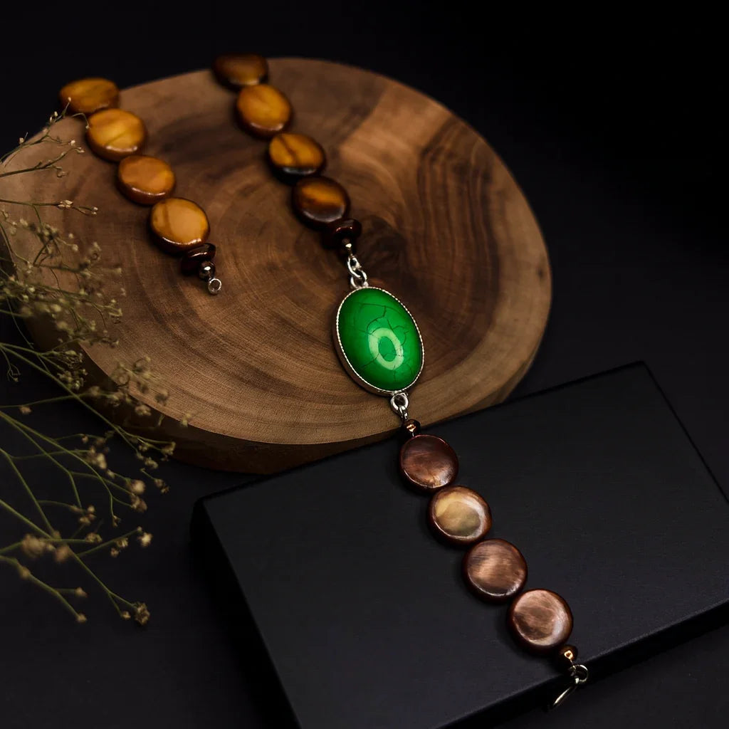 Handmade Natural Turquoise and agate stone Bead Bracelet-0