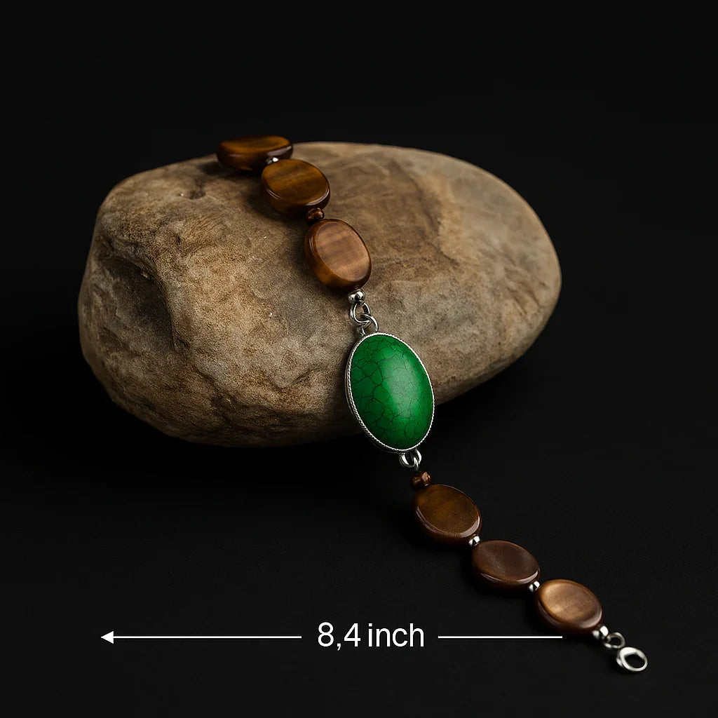 Handmade Natural Turquoise and agate stone Bead Bracelet-1