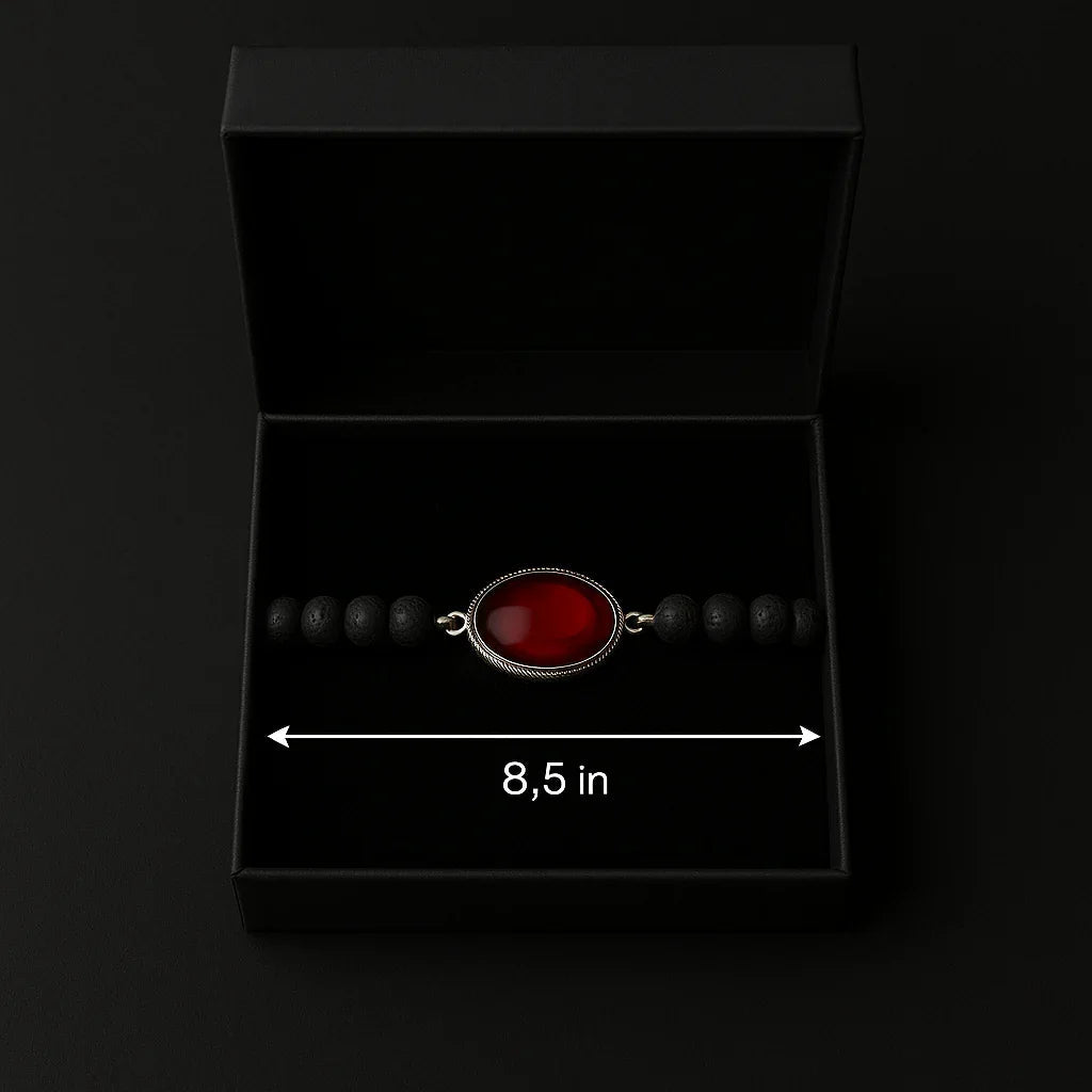 Handmade Natural Black Lava stone Bead Bracelet-2