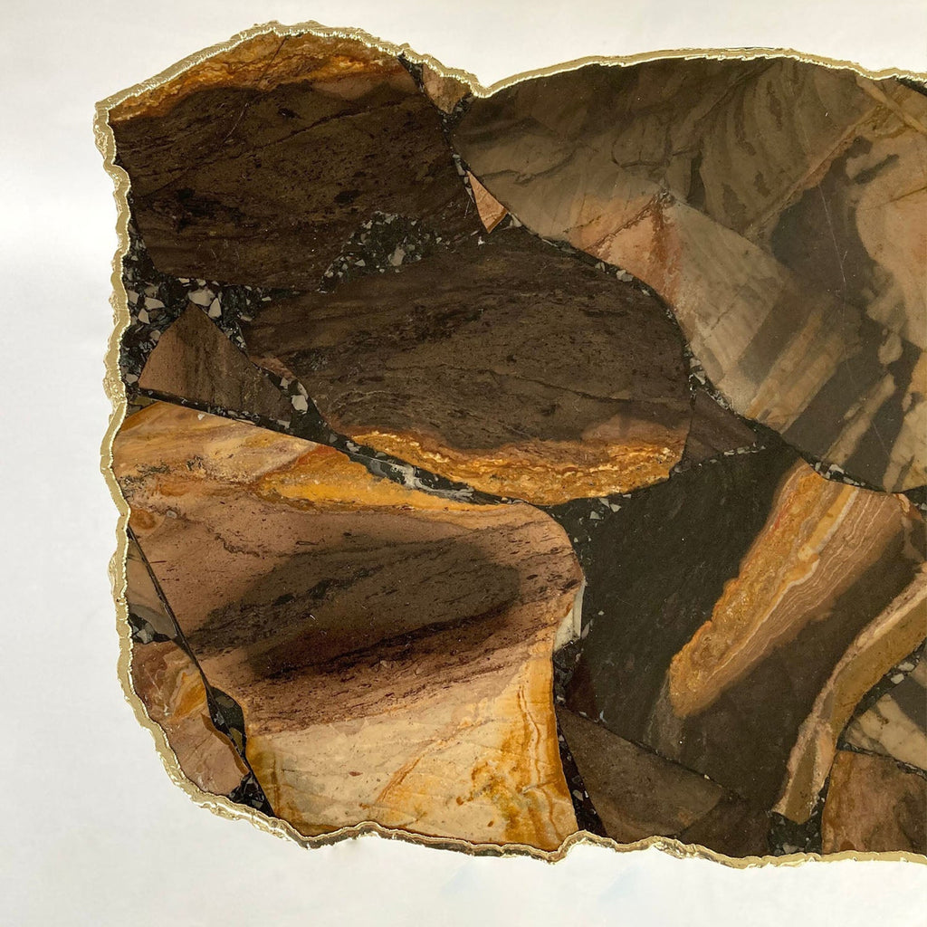 Brown Agate/Crystal/Gemstone/Quartz Organic Edge Side/Drink/Coffee Table-1