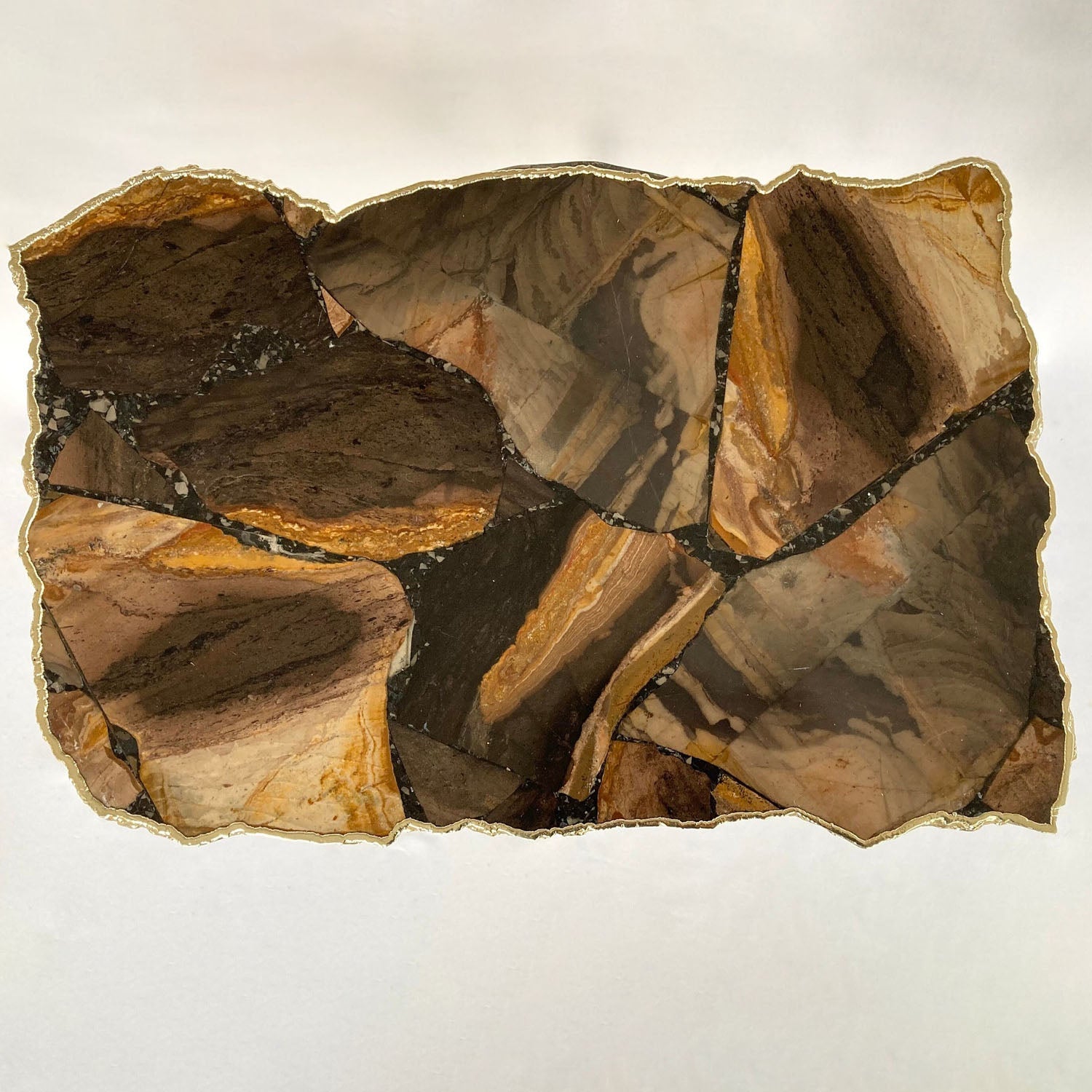 Brown Agate/Crystal/Gemstone/Quartz Organic Edge Side/Drink/Coffee Table-3