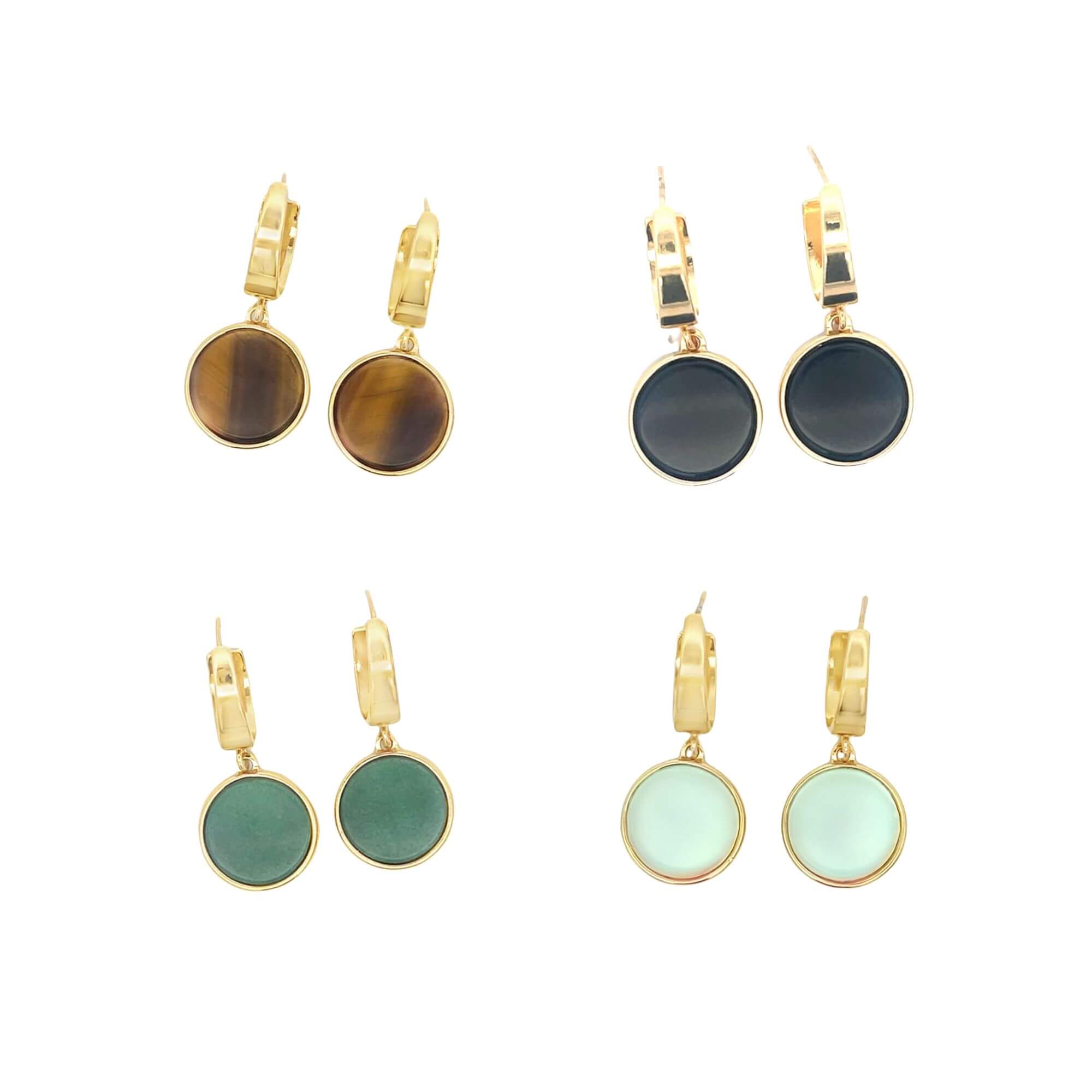 Natural Stone Round Earrings-1