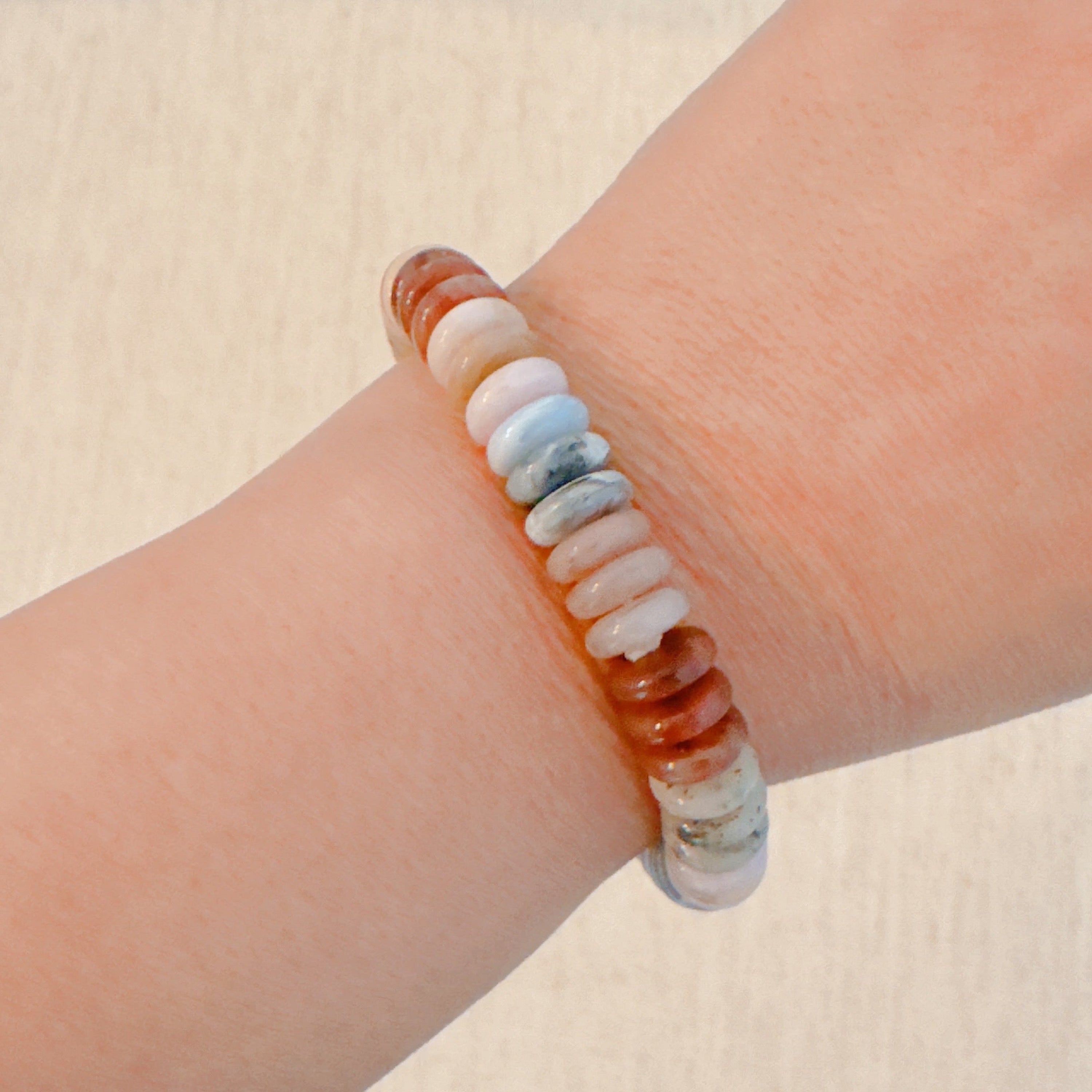 Blush & Earthy Canyon Natural Stone Stretch Bracelet-1