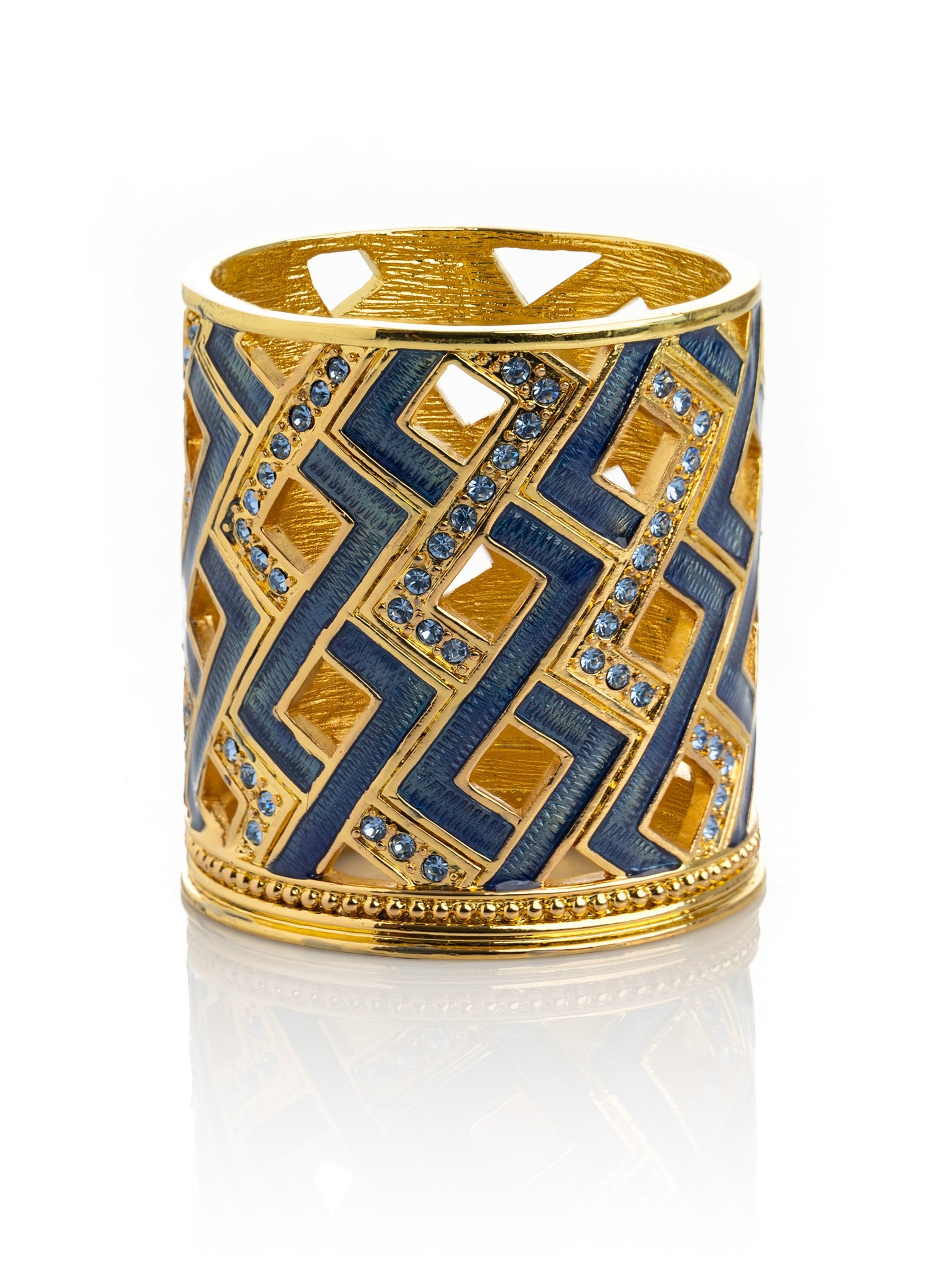 Blue Decorated Candle Holder-3