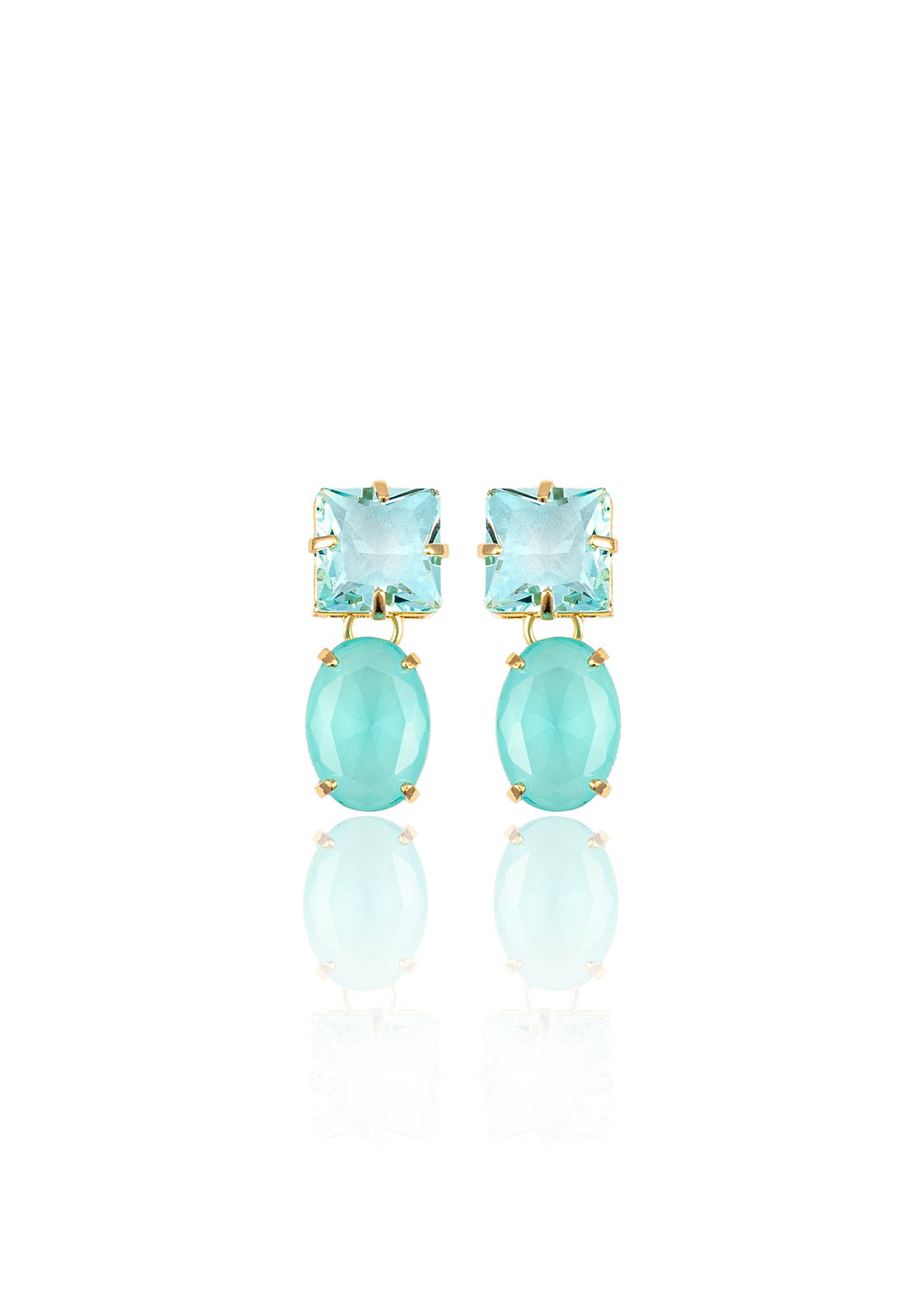 Synthetic Natural Stone Dangle Drop Stud Earrings-3