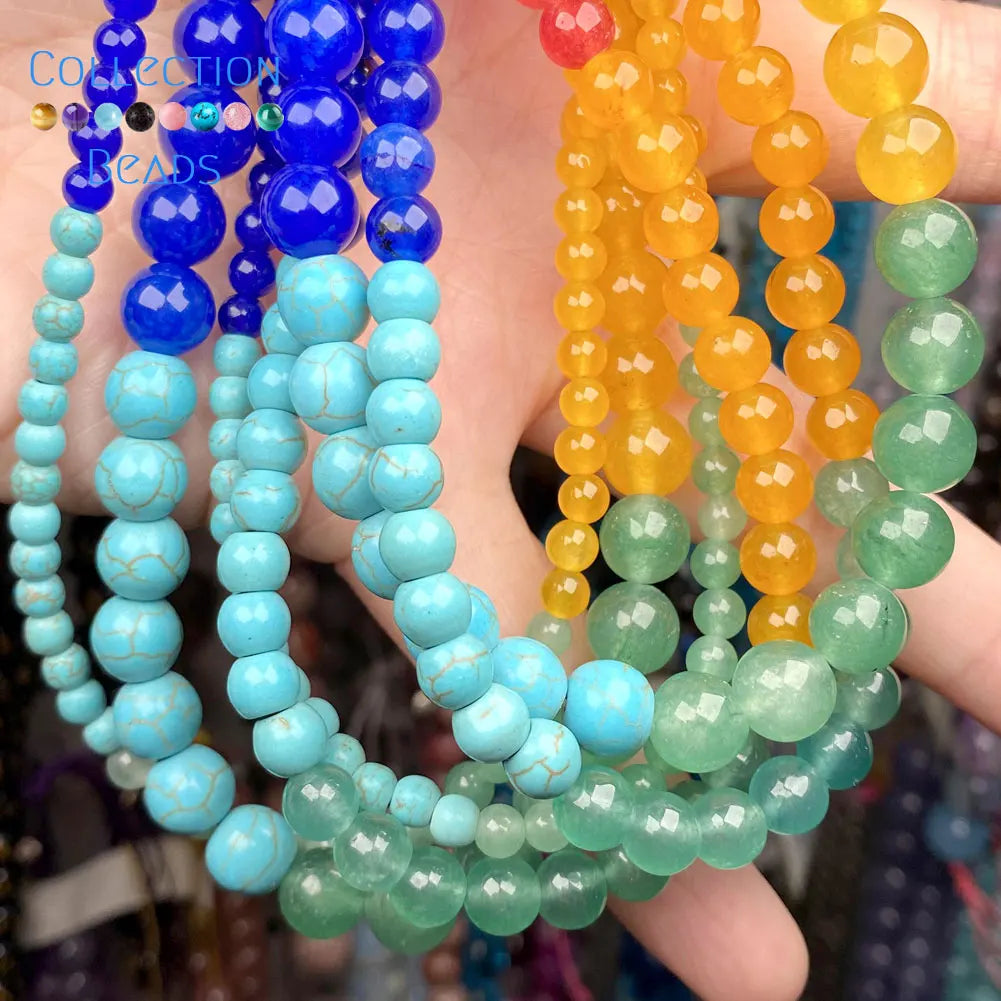 Doğal Taş 7 Çakra Şifa Boncukları Yeşim Gevşek Ara Parça Yuvarlak Takı Yapımı İçin 4-8MM