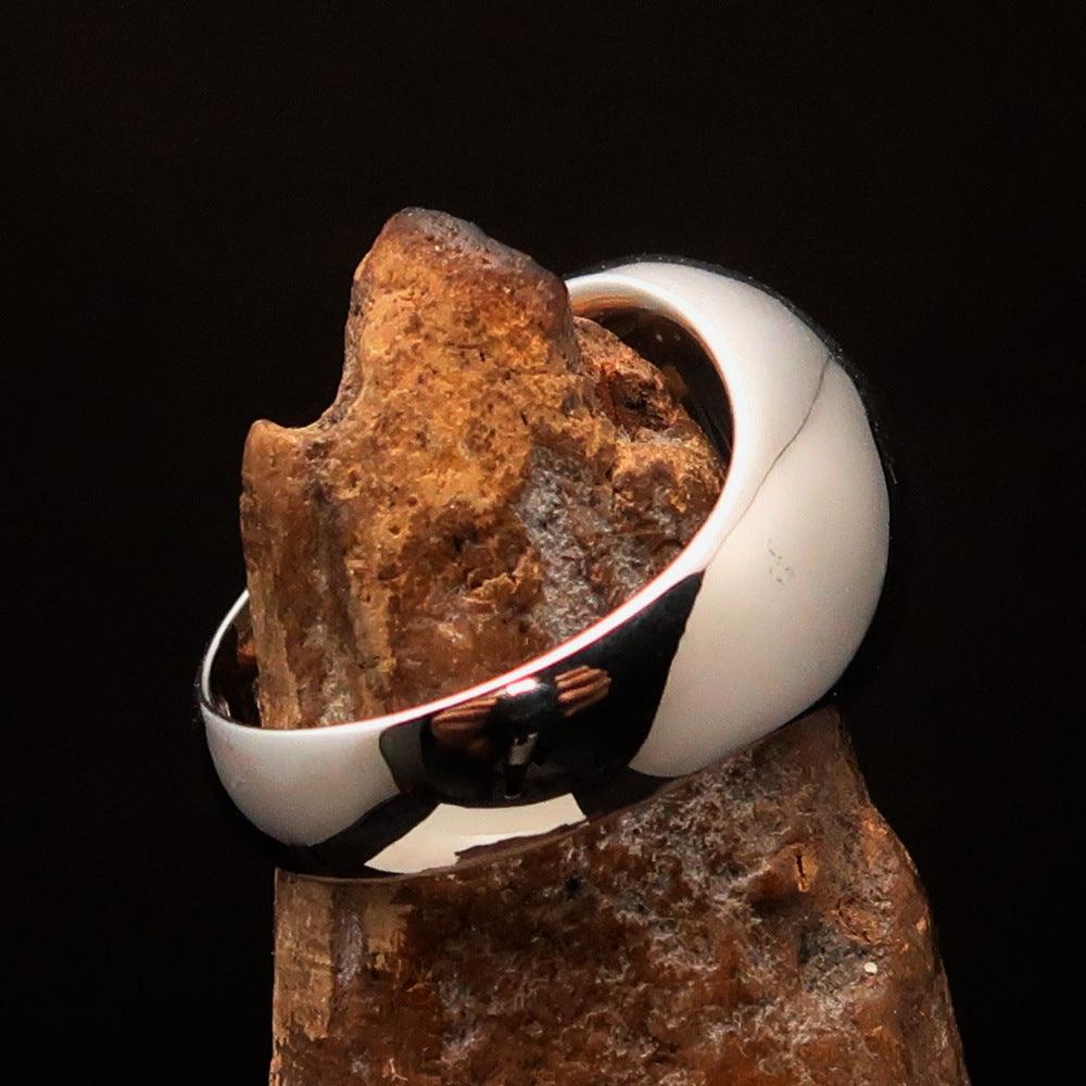 Excellent domed Men's Ring blue Celtic Triquetra Knot - Sterling Silver-3