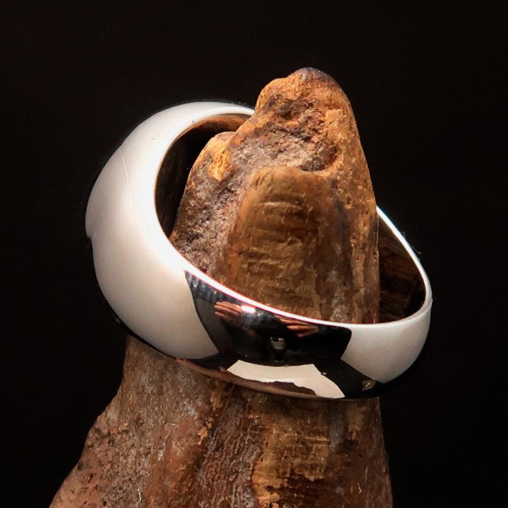 Excellent domed Men's Ring blue Celtic Triquetra Knot - Sterling Silver-4