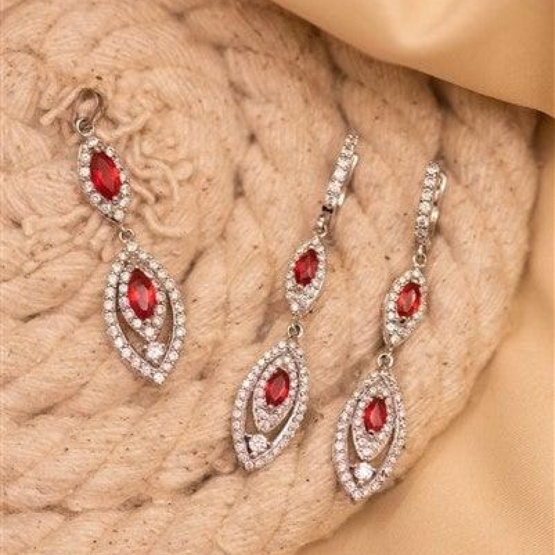 Red Diamond Pendant Set-0
