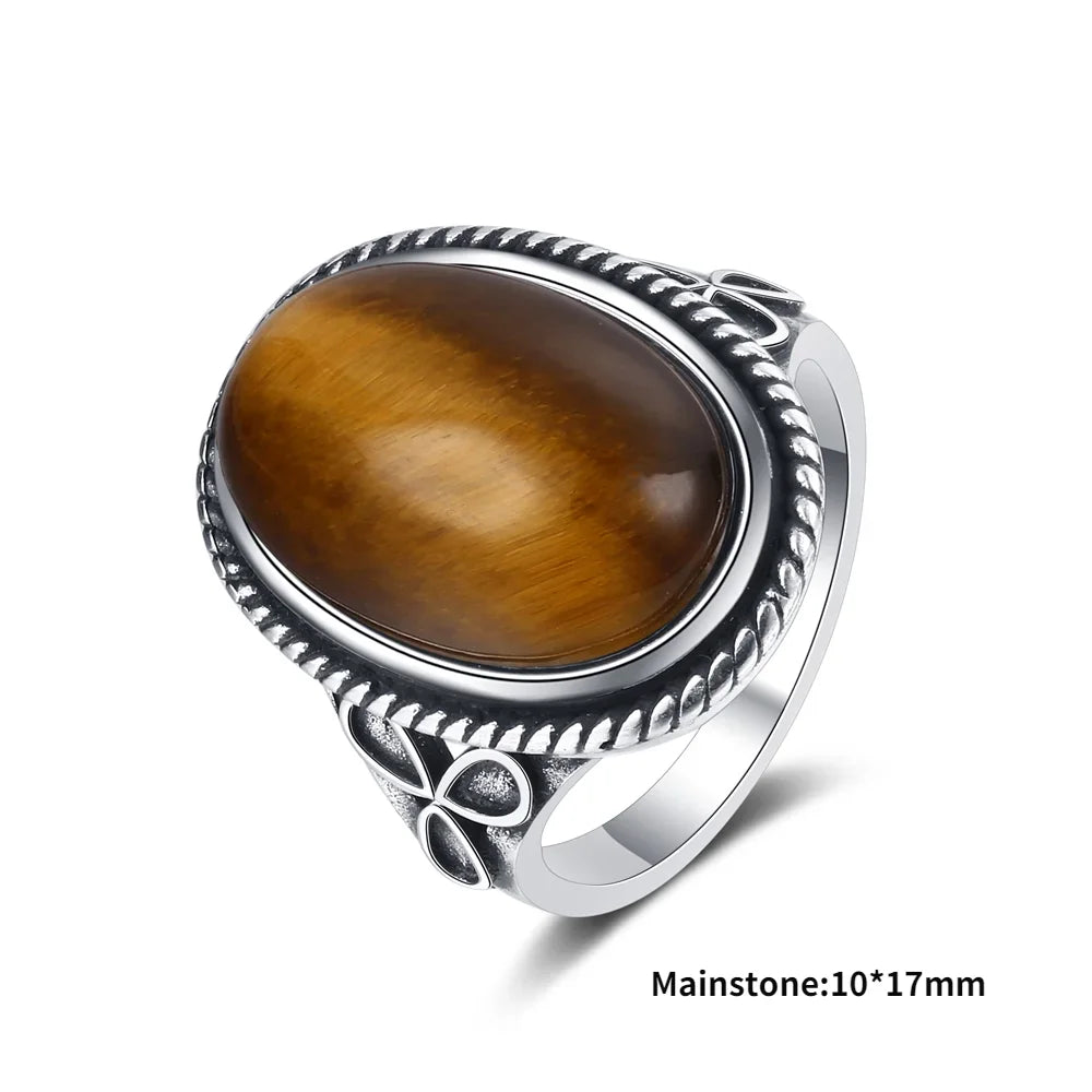 Natural Tiger Eye Rings S925 Silver Jewelry Ring