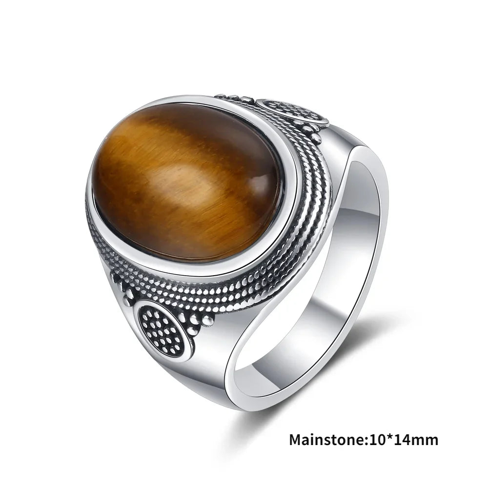 Natural Tiger Eye Rings S925 Silver Jewelry Ring