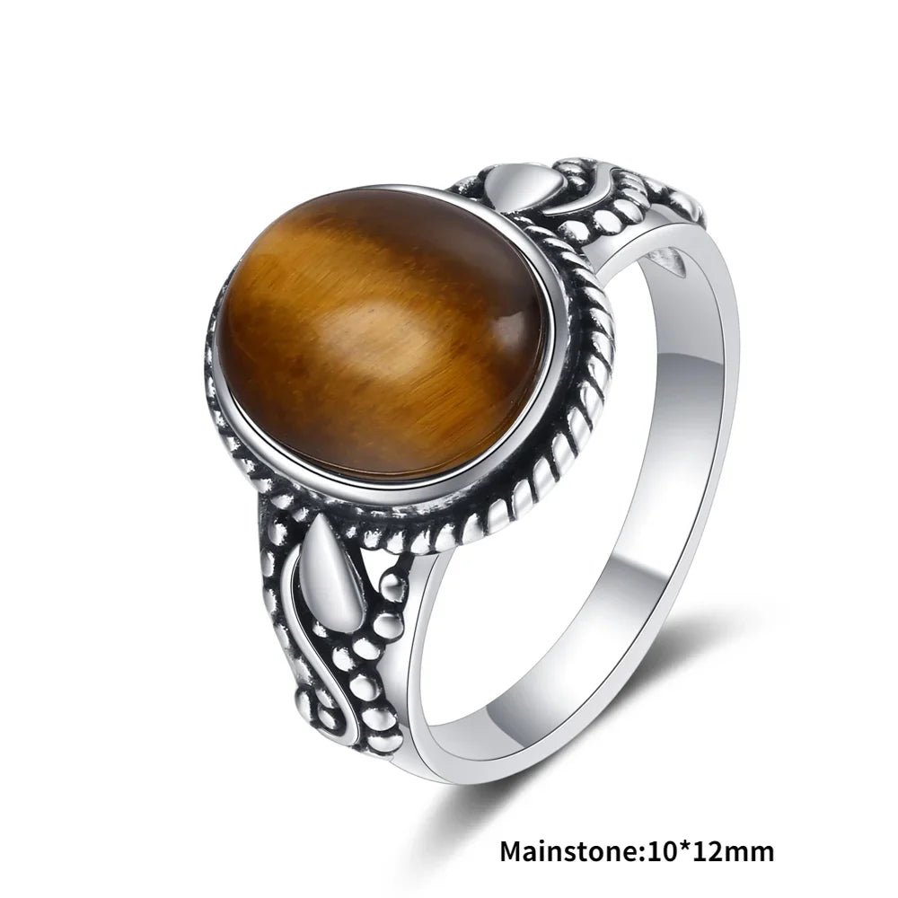 Natural Tiger Eye Rings S925 Silver Jewelry Ring