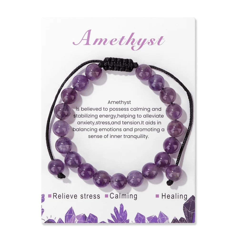 Adjustable Healing Amethysts Bracelets Stress Relief Anxiety Jewelry
