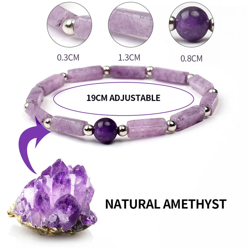 Natural Amethyst Body-purify Slimming Energy Bracelets for Fatigue Relief Healing Yoga