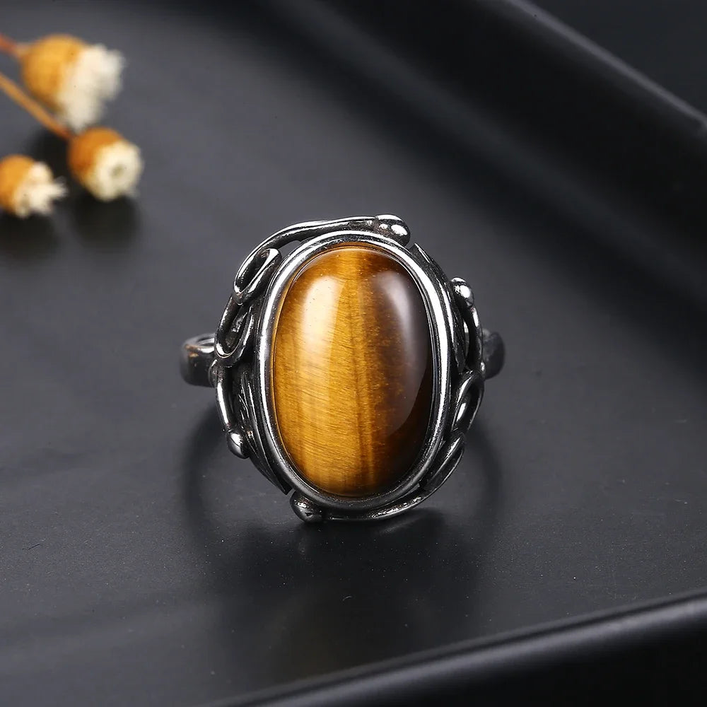 Natural Tiger Eye Rings S925 Silver Jewelry Ring