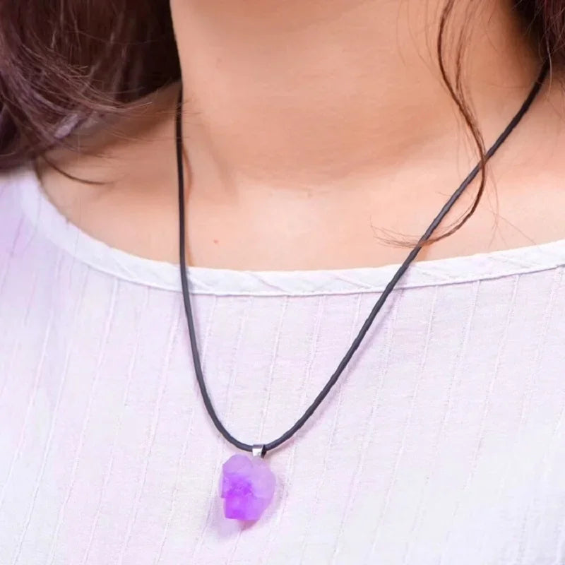 Natural Amethysts Flower Necklace Reiki Healing Stone