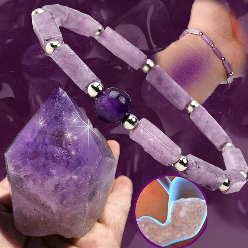 Natural Amethyst Body-purify Slimming Energy Bracelets for Fatigue Relief Healing Yoga