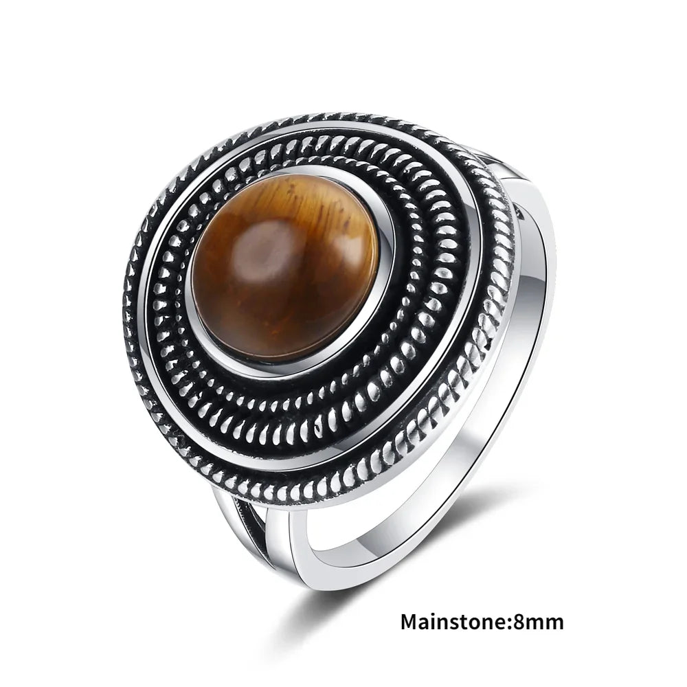 Natural Tiger Eye Rings S925 Silver Jewelry Ring