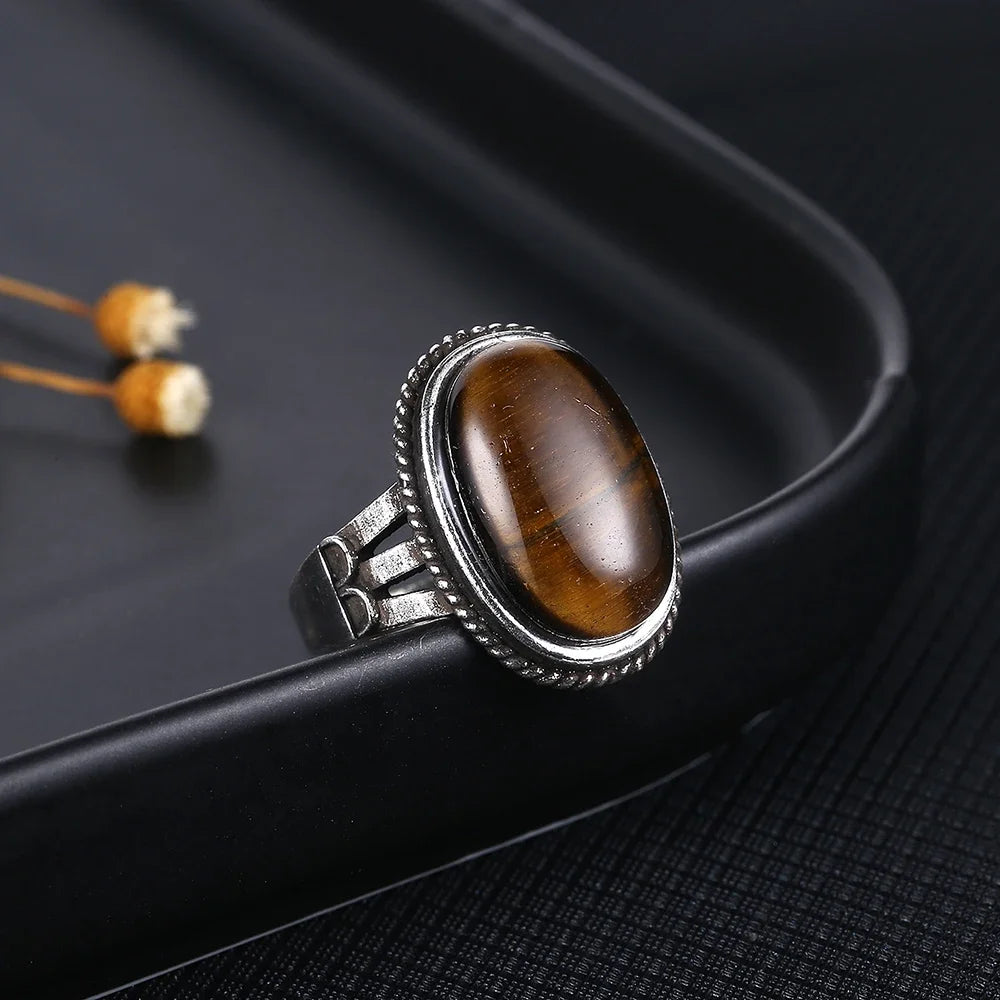 Natural Tiger Eye Rings S925 Silver Jewelry Ring