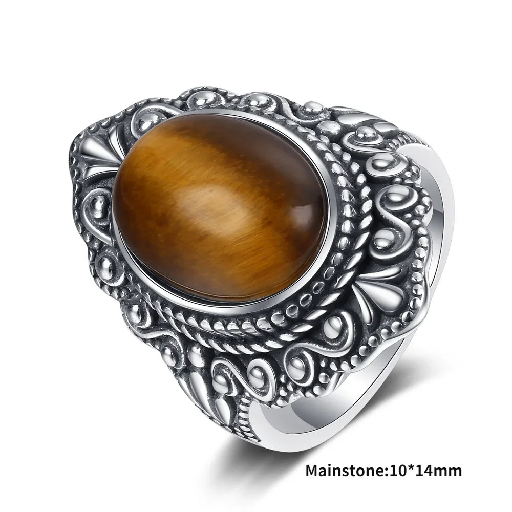 Natural Tiger Eye Rings S925 Silver Jewelry Ring