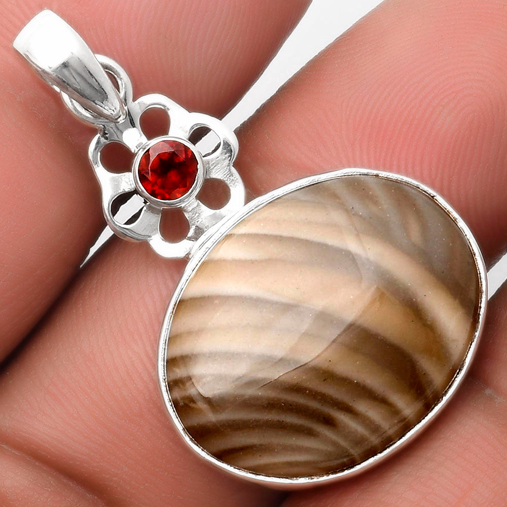 Natural Flint Stone & Garnet Pendant P-1634 SDP109990-0