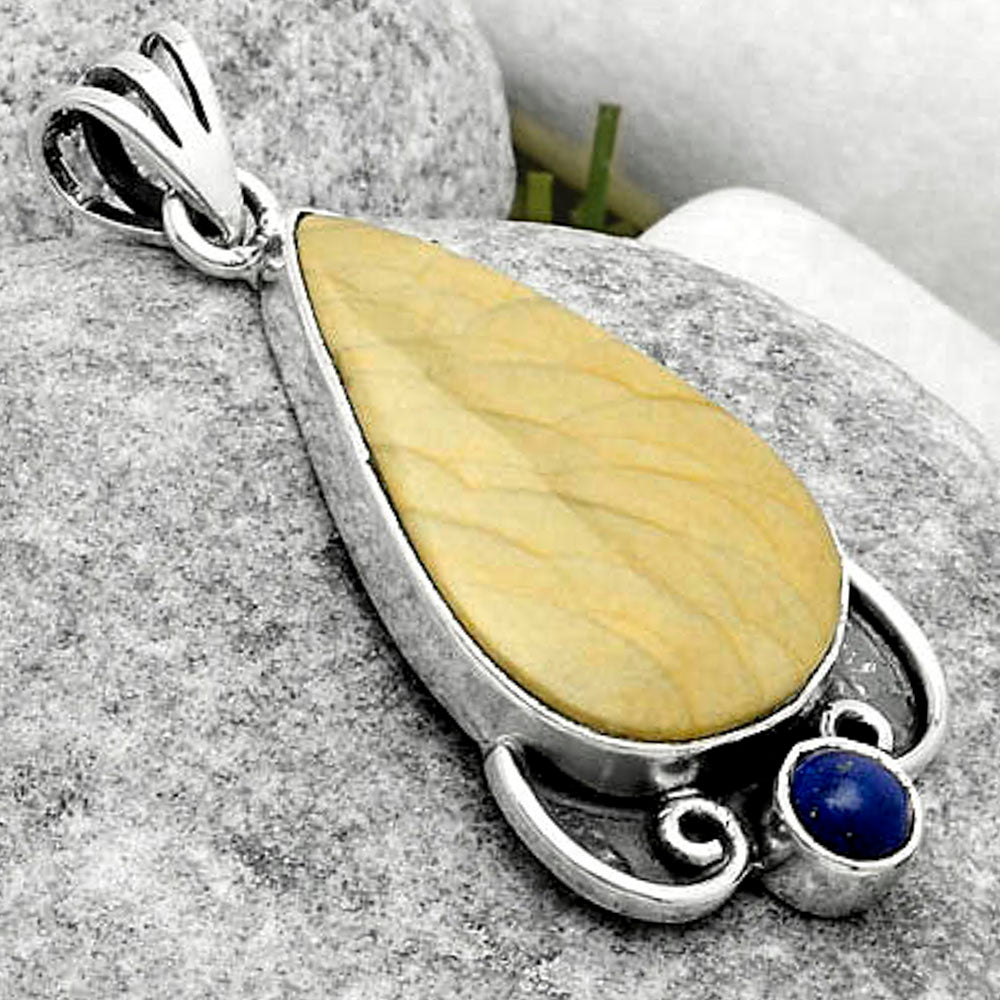Natural Flint Stone & Lapis Pendant P-1029 SDP116971-2