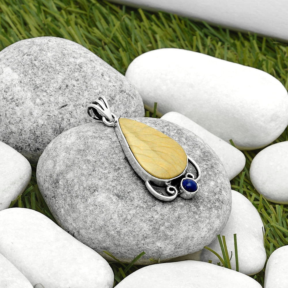 Natural Flint Stone & Lapis Pendant P-1029 SDP116971-1