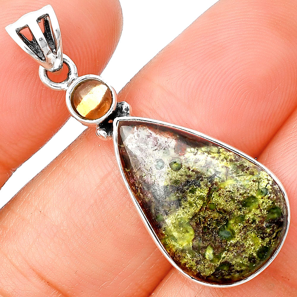 Natural Dragon Blood Stone & Citrine Pendant P-1077 SDP138147-0