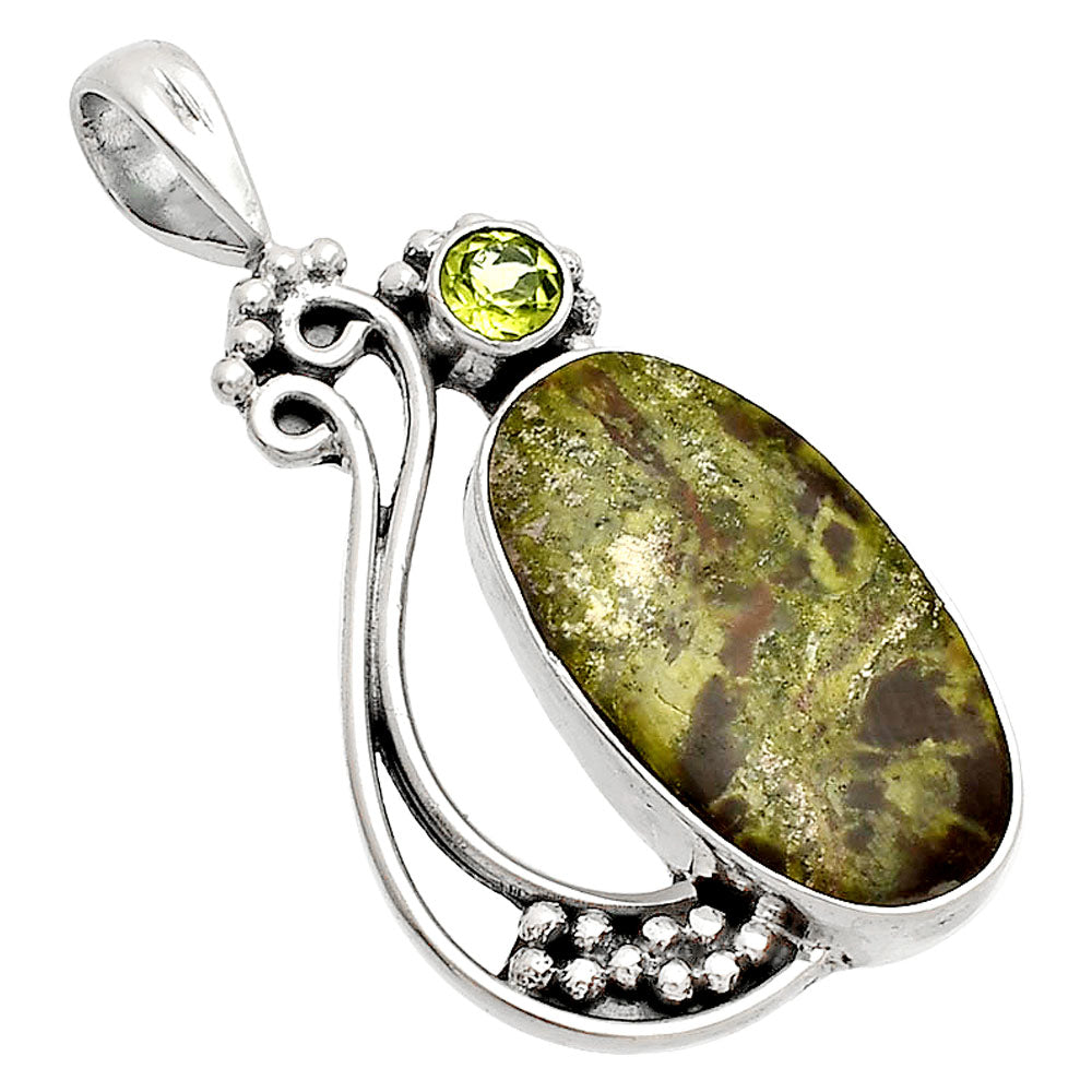 Natural Dragon Blood Stone & Peridot Pendant P-1573 SDP148765-1