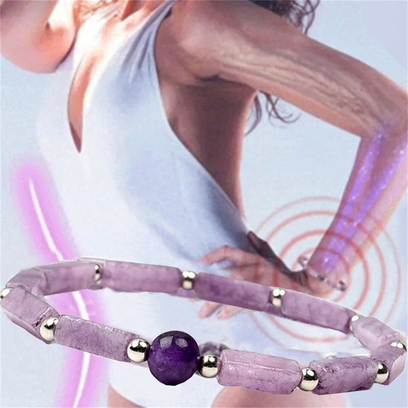 Natural Amethyst Body-purify Slimming Energy Bracelets for Fatigue Relief Healing Yoga