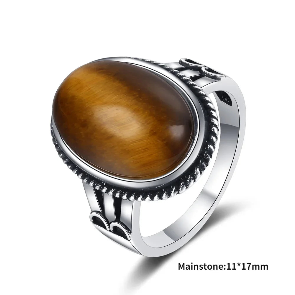 Natural Tiger Eye Rings S925 Silver Jewelry Ring