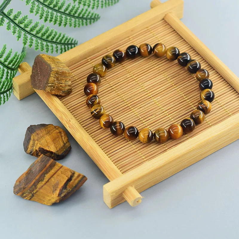 Natural Tiger Eye Health Protection Soul Healing Couple Crystal Bead Bracelet