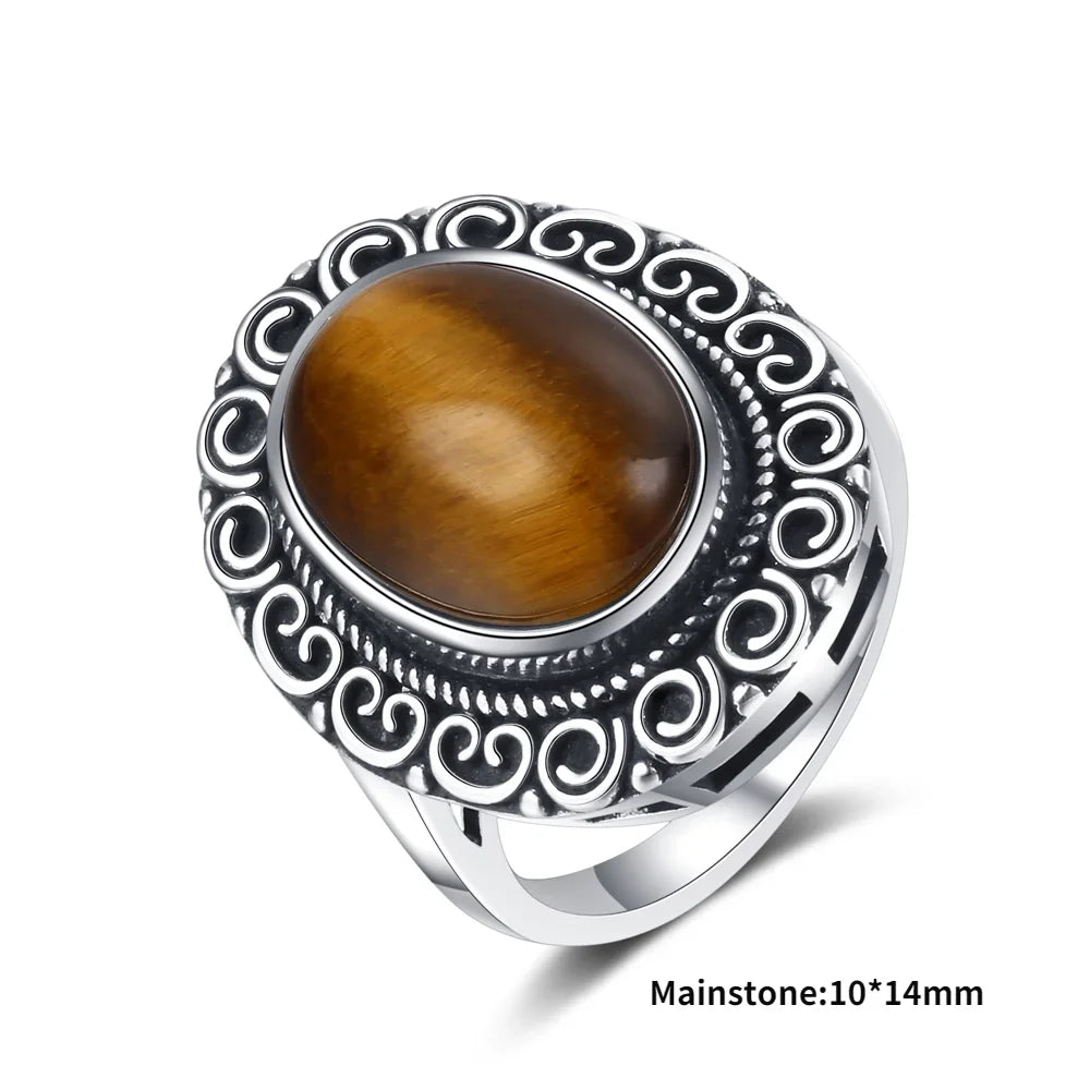 Natural Tiger Eye Rings S925 Silver Jewelry Ring