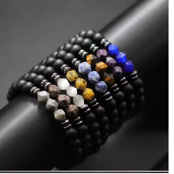 Siyah Oniks Taş Bilezik Doğal Kaplan Gözü Sodalite Boncuklu Bilezik Pulsera Hombre Aksesuarları