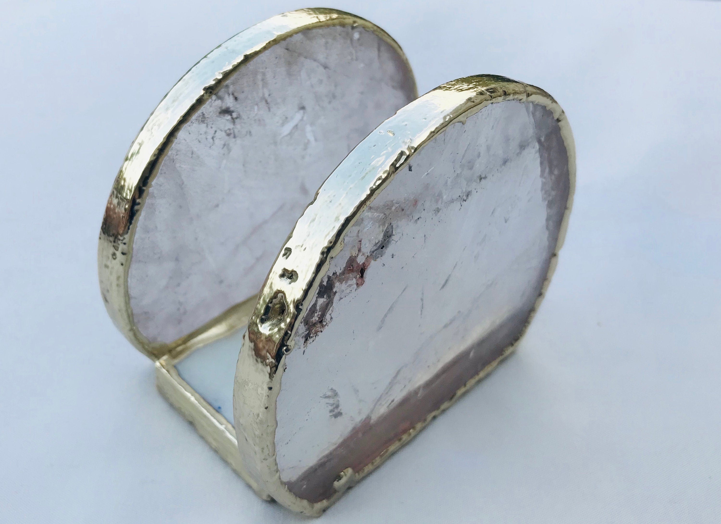 Hand Rounded Clear Quartz Agate Napkin Holder/Natural Stone Napkin Holder/Paper Napkin Holder/Desk Napkin Holder/Picnic Holder-0