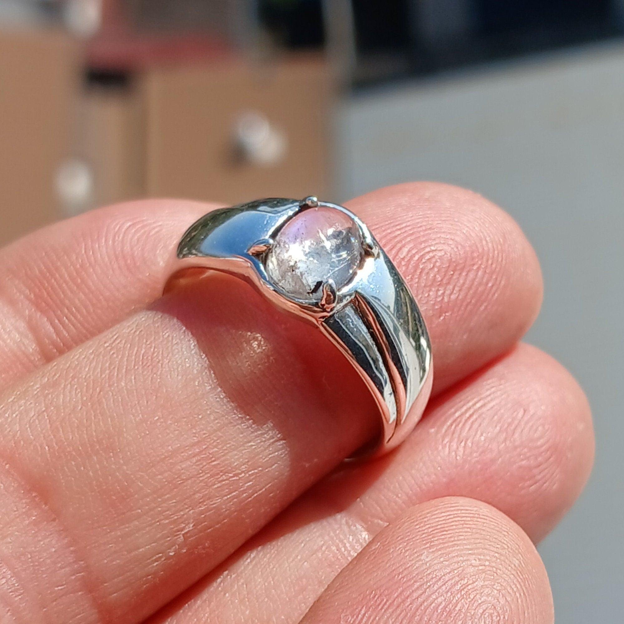 Natural Moonstone Ring, Gemstone Ring, Sterling Silver Ring, Solitaire Ring, oval Ceylon Moonstone, moonstone jewelry, gift for her, Size 9-3