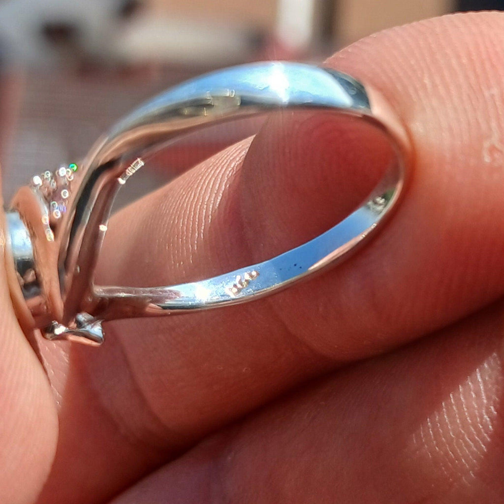 Moonstone Ring, Natural Gemstone Ring, Sterling Silver Ring, Solitaire Ring, oval Ceylon Moonstone, 4 CZ, moonstone jewelry, gift, Size 6.5-4