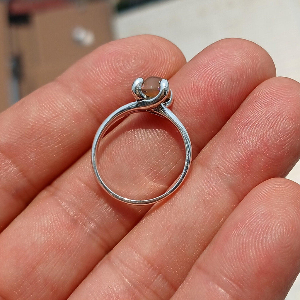 Opal Ring, Gemstone Ring, Sterling Silver Ring, Solitaire Ring, oval shaped Opal - Minimalist Design, Opal silver ring, Gift for Her- Size 7-4