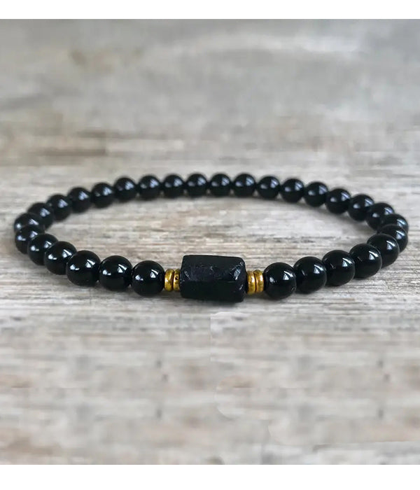NATURAL BLACK STONE BRACELET-0