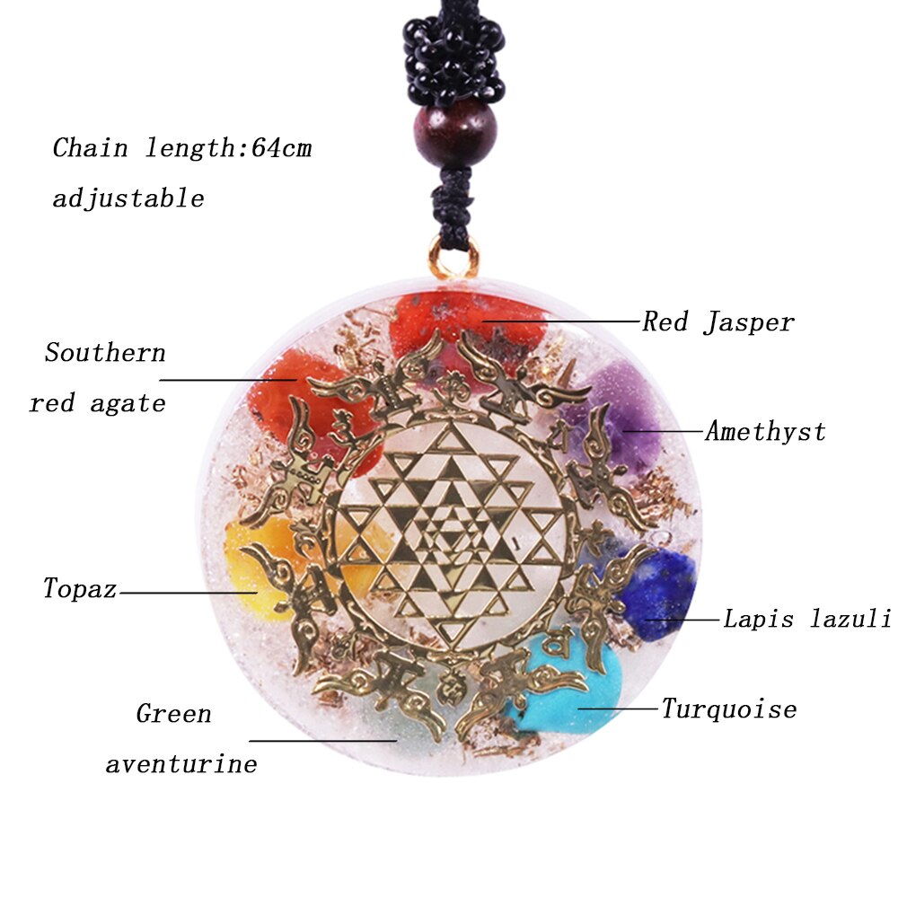 Reiki Orgon Pendant Chakra Natural Crystal Resin Necklace Making For Women Emf Protection Orgone Healing Jewelry-2