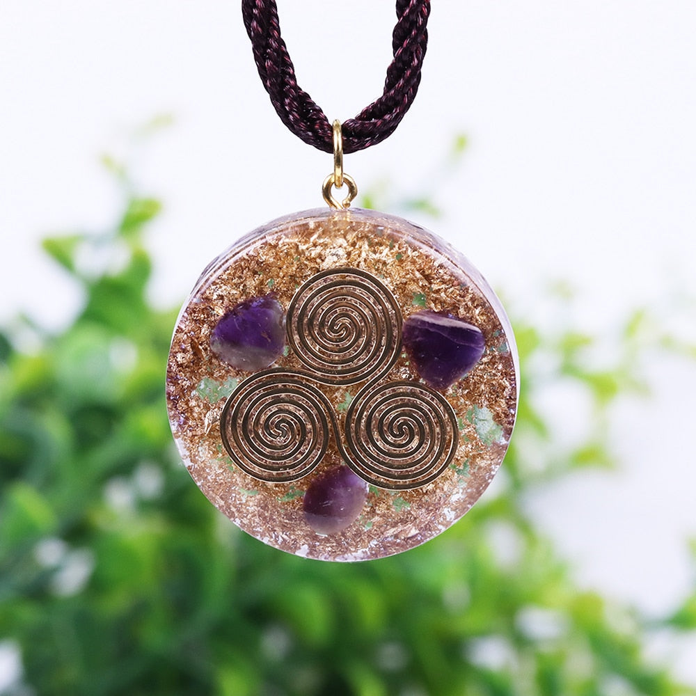 REIKI Orgonite Pendant Natural Amethyst Sweater Chain Men And Women Necklace Bring Lucky Healing Jewelry-0
