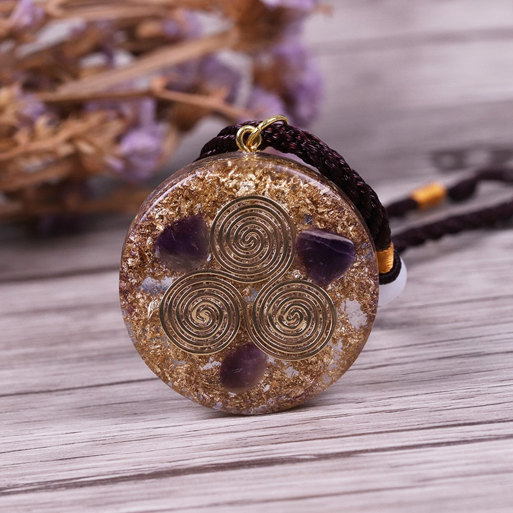 REIKI Orgonite Pendant Natural Amethyst Sweater Chain Men And Women Necklace Bring Lucky Healing Jewelry-2