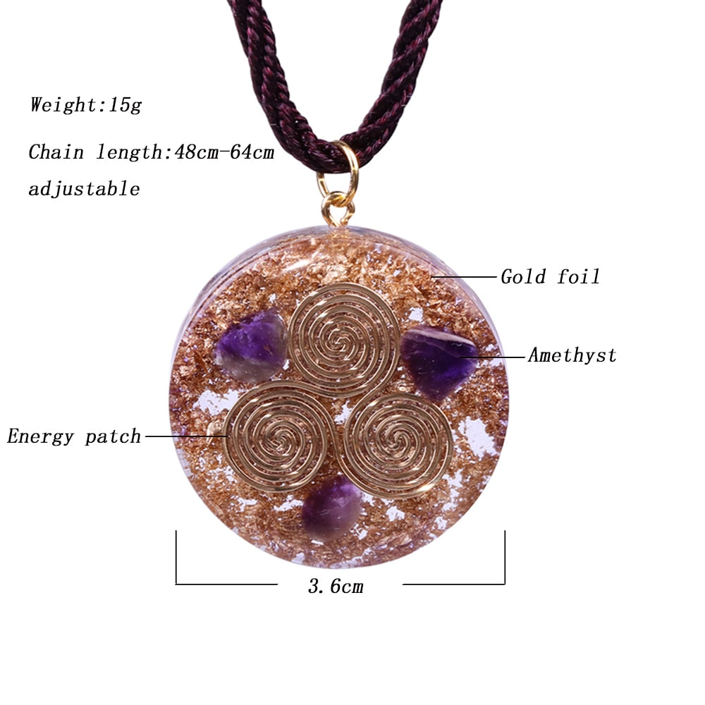 REIKI Orgonite Pendant Natural Amethyst Sweater Chain Men And Women Necklace Bring Lucky Healing Jewelry-3