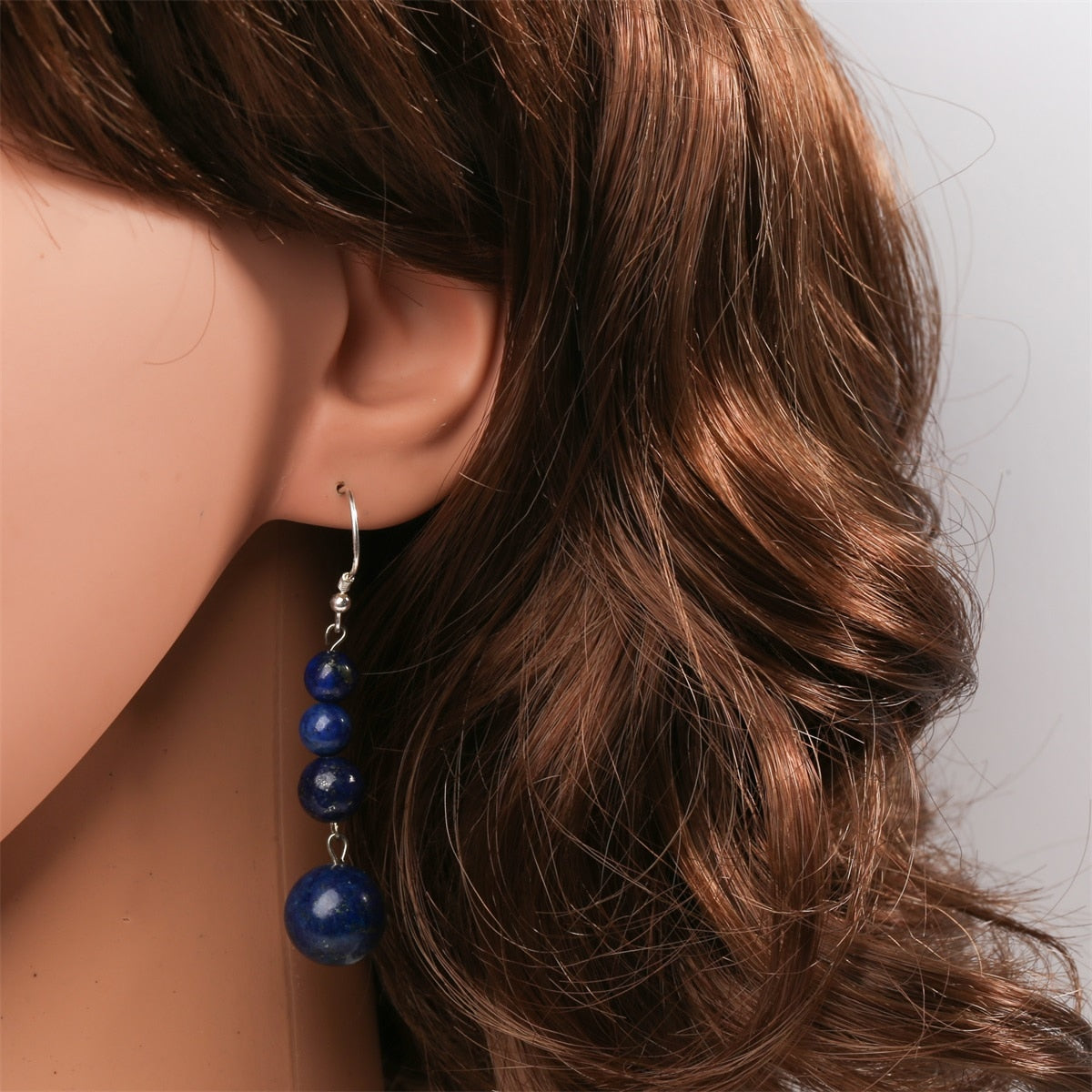 925 Sterling Silver Natural Lapis Lazuli 6 8 10mm Choker Necklace Dangle Earrings Sets Handmade Jewelry gifts For Women Mom-3